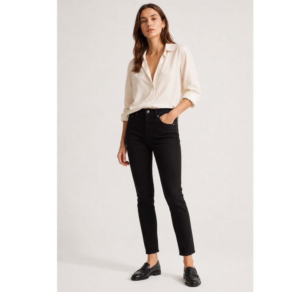 NWT Everlane Curvy High-Rise Skinny Jean Women 26 Regular‎ Black Stretch Denim